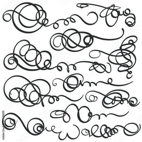 Decorative Element. Harmonious curls. Vignettes, Forging, Grating, Brand. Vector illustration