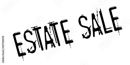 Estate Sale rubber stamp. Grunge design with dust scratches. Effects can be easily removed for a clean, crisp look. Color is easily changed.