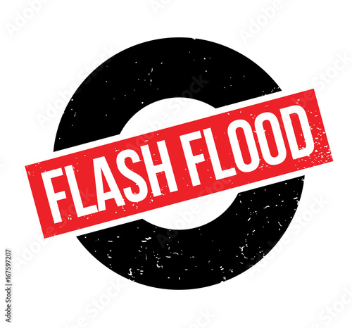 Flash Flood rubber stamp. Grunge design with dust scratches. Effects can be easily removed for a clean, crisp look. Color is easily changed.