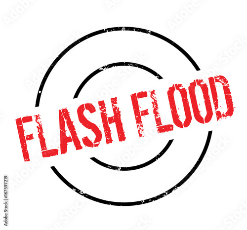 Flash Flood rubber stamp. Grunge design with dust scratches. Effects can be easily removed for a clean, crisp look. Color is easily changed.