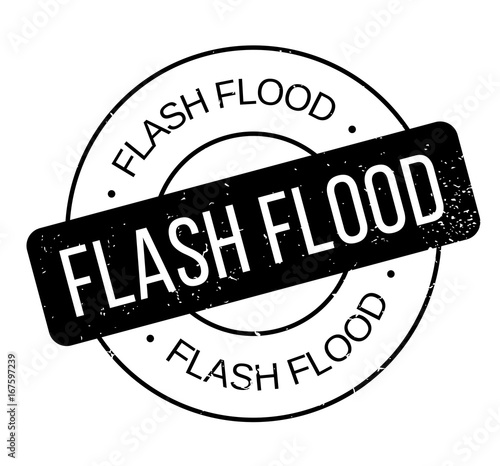 Flash Flood rubber stamp. Grunge design with dust scratches. Effects can be easily removed for a clean, crisp look. Color is easily changed.
