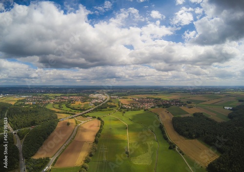 Aerial photo of the landscape near the city of Herzogenaurach in Bavaria in Germany © 5-Birds Photograpy