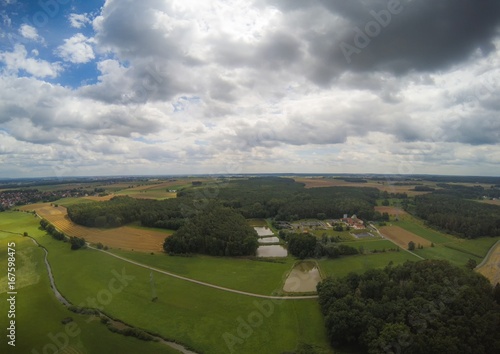 Aerial photo of the landscape near the city of Herzogenaurach in Bavaria in Germany