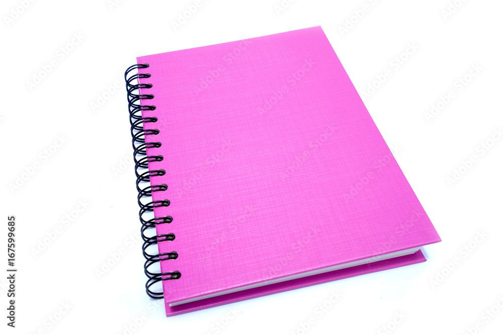 Pink note book isolated on white background Pink note book isolated on white background
