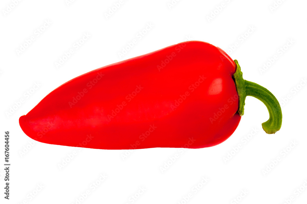 One pepper is on a white background. One pepper is on a white background.