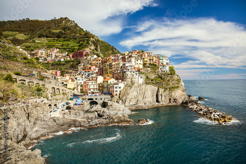 Manarola. It is the second smallest town of the famous Cinque Terre towns. Liguria, Italy. © el lobo