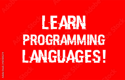 learn programming languages text red white concept design background