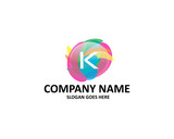 k letter abstract colorful logo