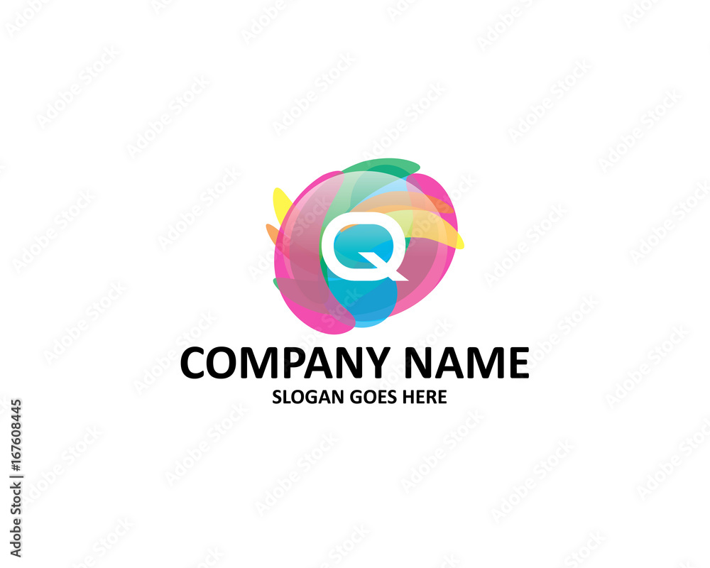 q letter abstract colorful logo