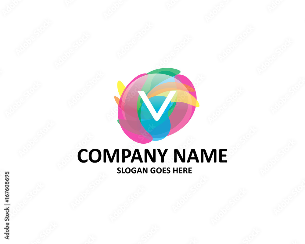 v letter abstract colorful logo
