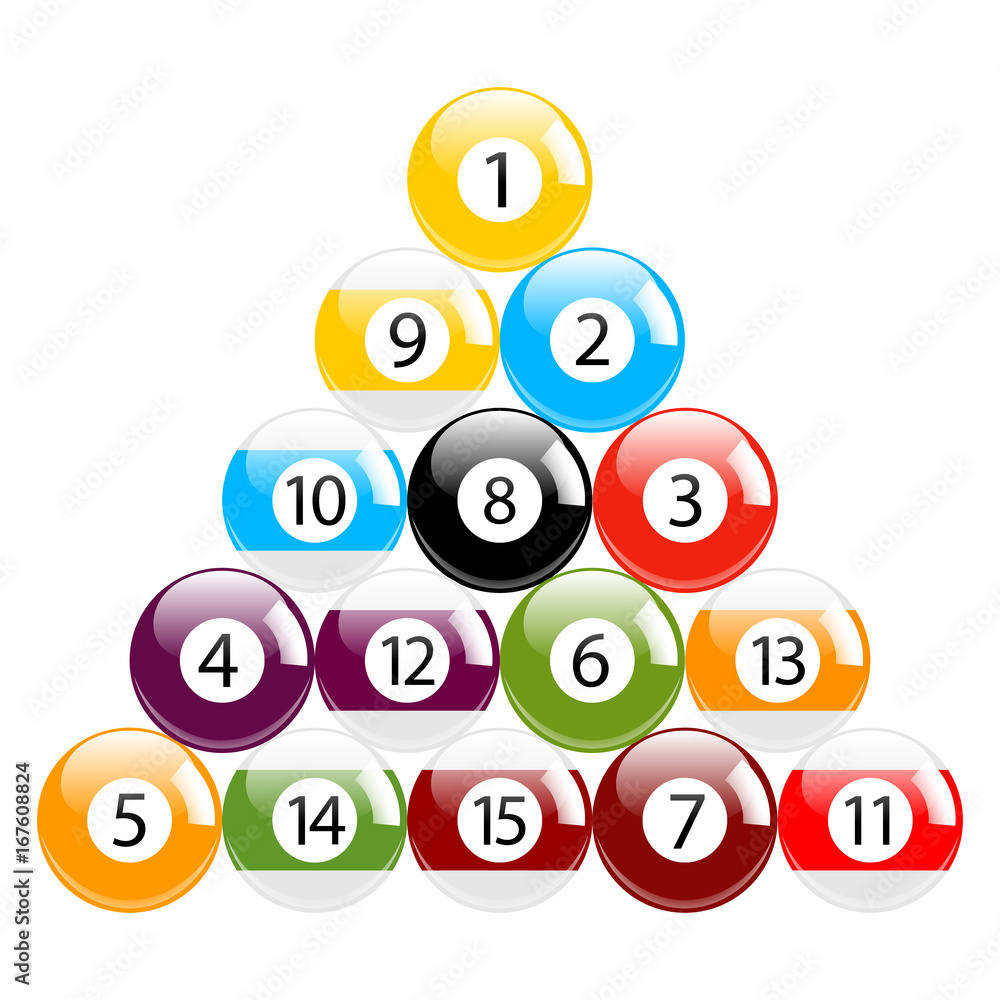 Billiard - Pool - Snooker Balls in Triangle Set Isolated Billiard - Pool - Snooker Balls in Triangle Set Isolated