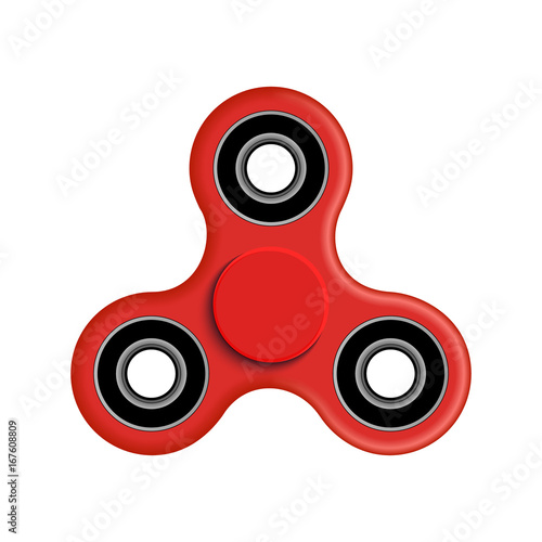 Hand spinner fidget vector illustration. Relaxation hand spinner red device