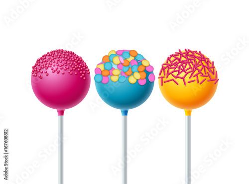 Lollipops candy dessert food background. Vector lollipop object isolated