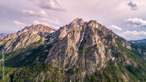 Aerial McGown Peak in the Sawtooth Mountains of Idaho close up