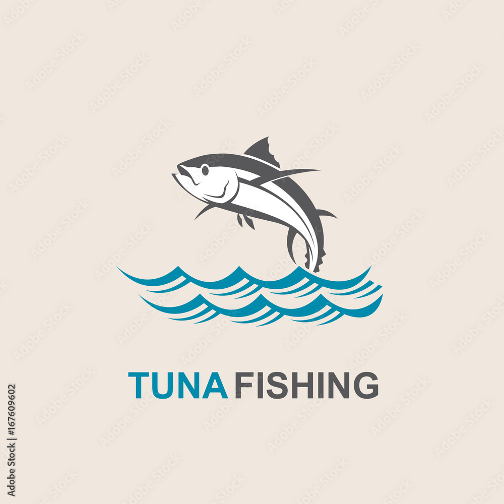 icon of tuna fish with waves icon of tuna fish with waves