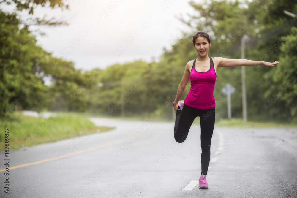 woman runner warm up outdoor