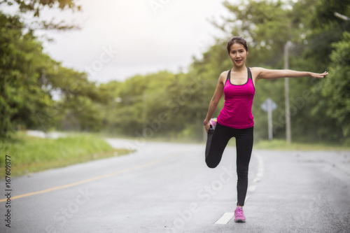 woman runner warm up outdoor