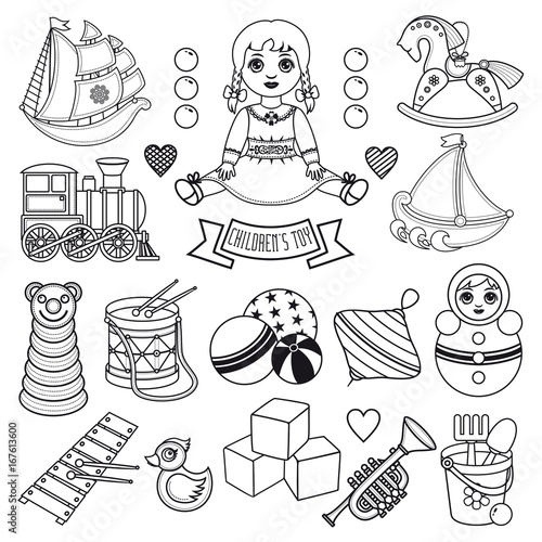  Kids toy set. Baby background.