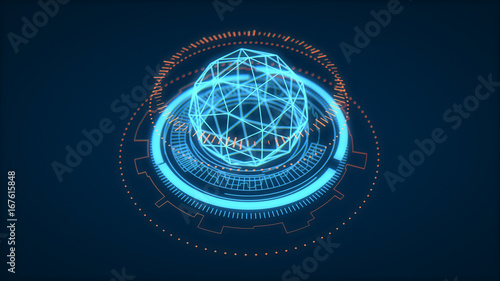 Futuristic HUD Interface Element, UI. Depth Of Field. Data Science Look.