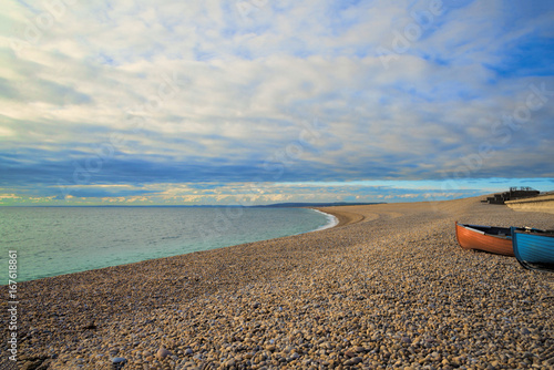 Evening Sun on Chesil Beach Dorset photo