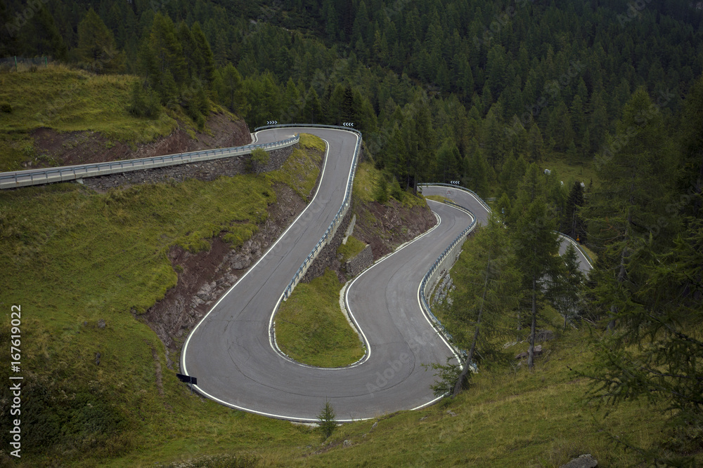 Mountain road  in the mountains Dolomites