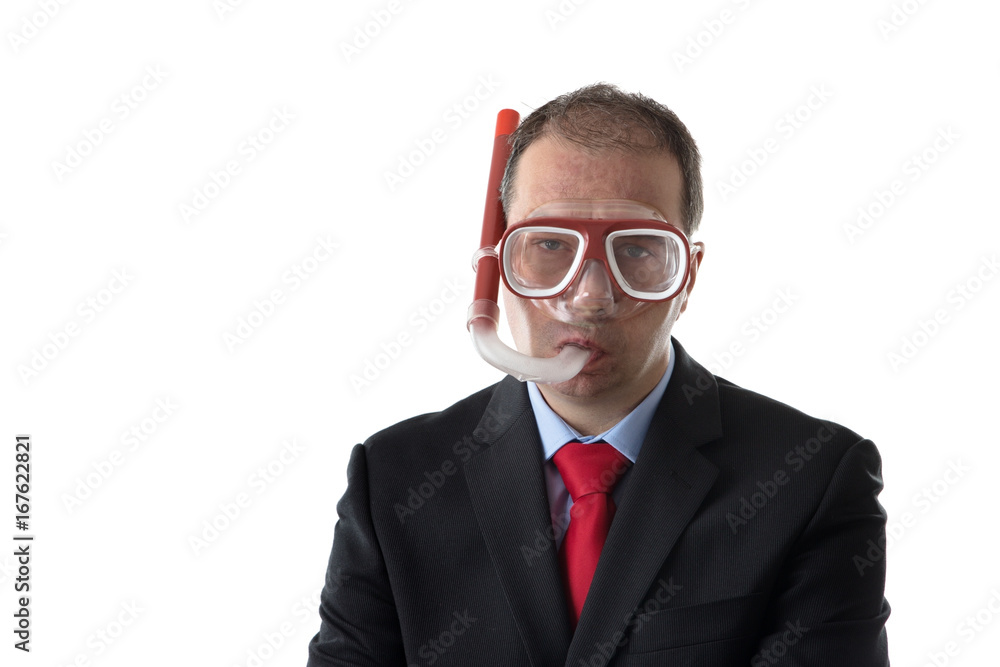 funny man with mask and snorkel