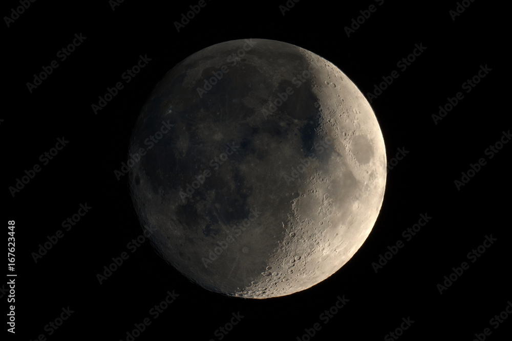 Waxing crescent moon seen with telescope Waxing crescent moon seen with telescope
