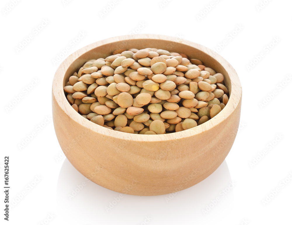 lentils in a bowl on white background lentils in a bowl on white background