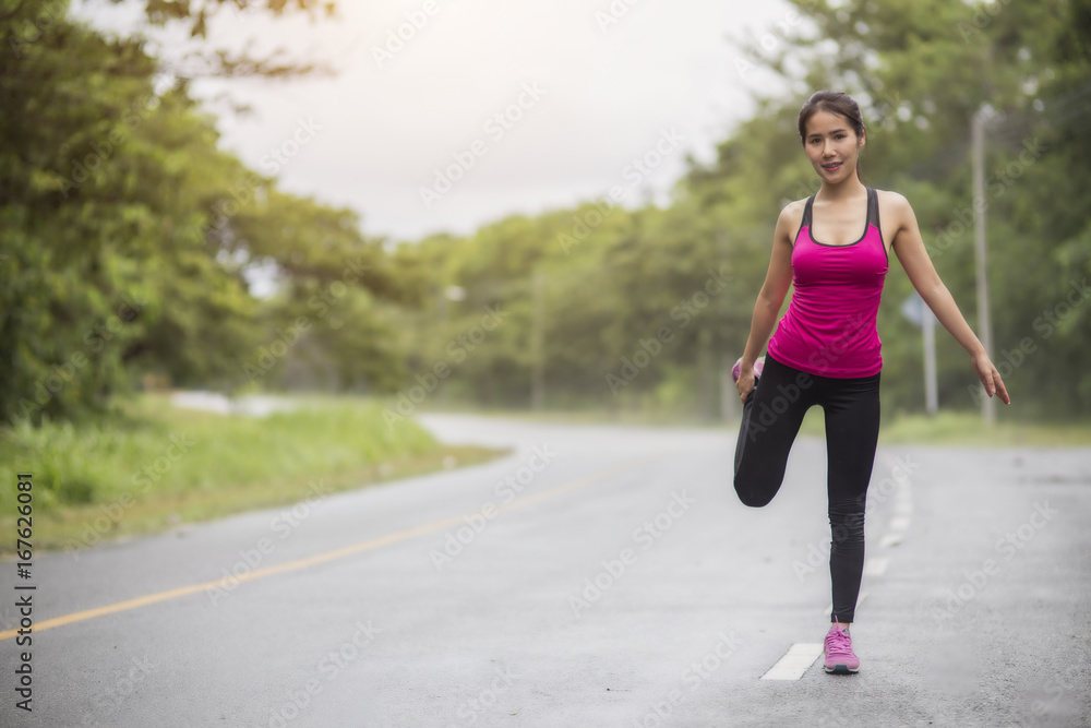 woman runner warm up outdoor