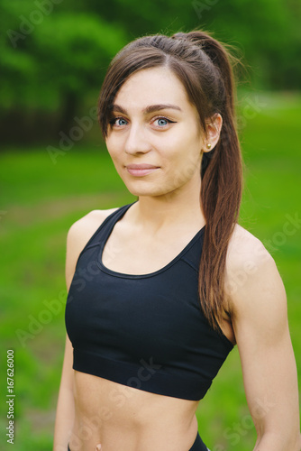 A large portrait of a sports girl