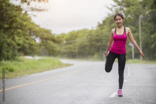 woman runner warm up outdoor