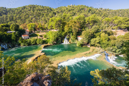 Fototapeta Naklejka Na Ścianę i Meble -  Lakes and waterfall in Krka National Park, Croatia
