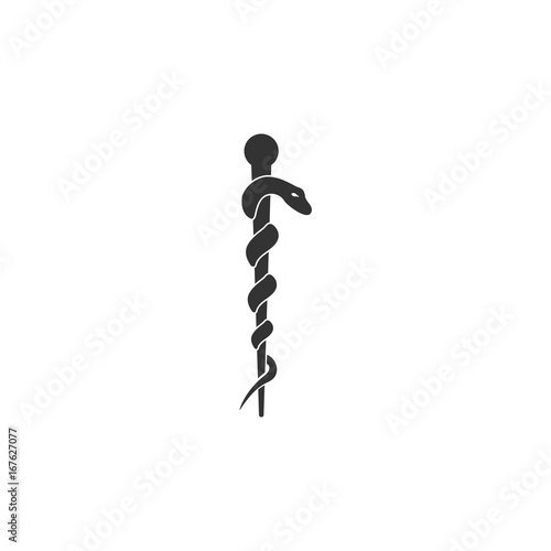 rod of asclepius , symbol on white background , vector photo