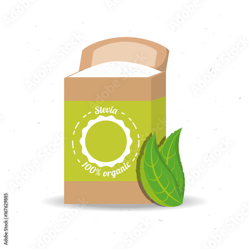 stevia natural sweetener product and leaves