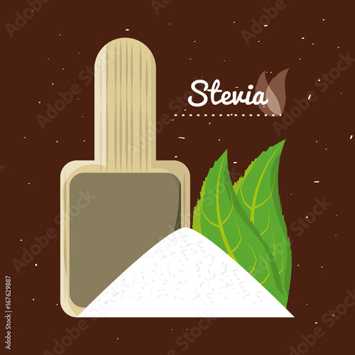 stevia natural sweetener leaves and spoon