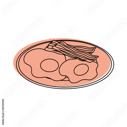 Fototapeta Naklejka Na Ścianę i Meble -  plate with egg and bacon icon