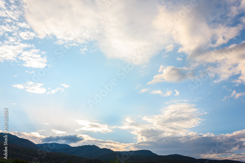 sunset, shadow mountain view and clound on the sky