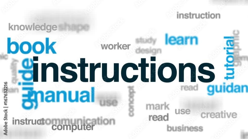 Instructions animated word cloud, text design animation. Instructions animated word cloud, text design animation.