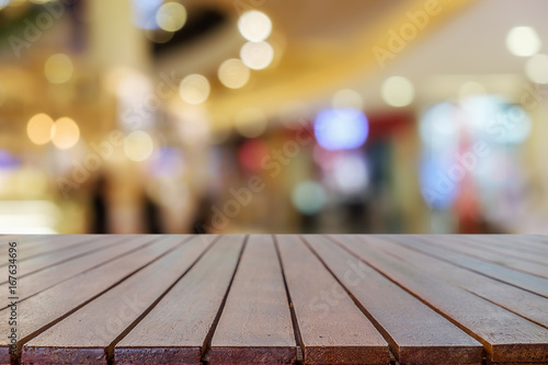 Empty wooden table space platform background for product display montage.