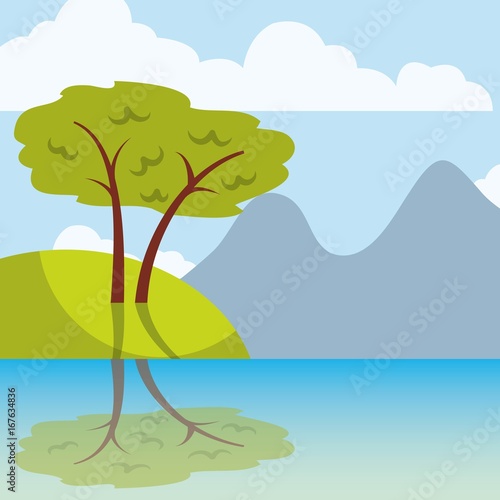 Cool relaxing landscape icon vector illustration design graphic