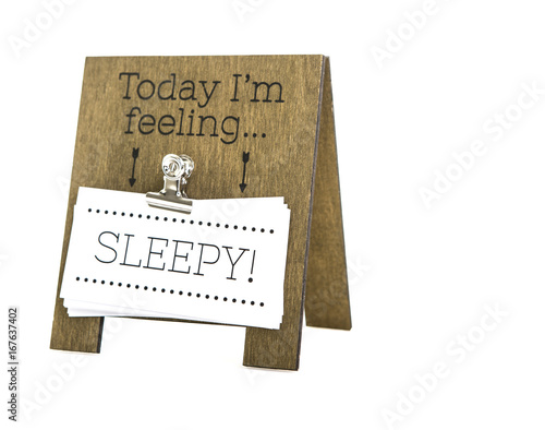 Today Im Feeling Sleepy message on a hand made wooden easel