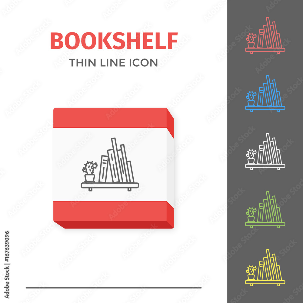 Thin lined book shelf icon. Thin lined book shelf icon.
