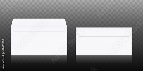 Vector isolated opened and closed white envelopes