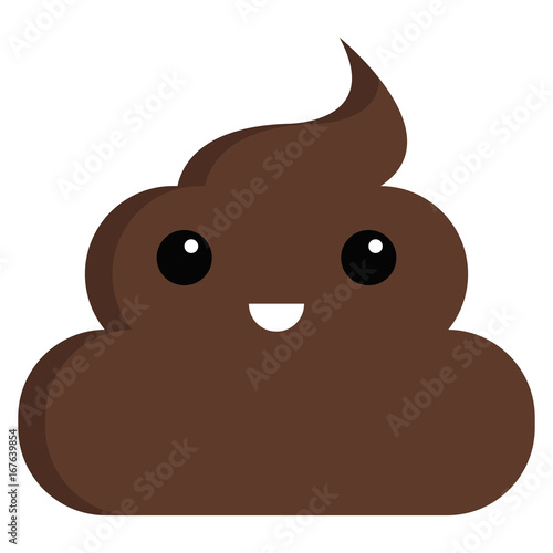 Grinning face stinky poop shit emoji flat icon