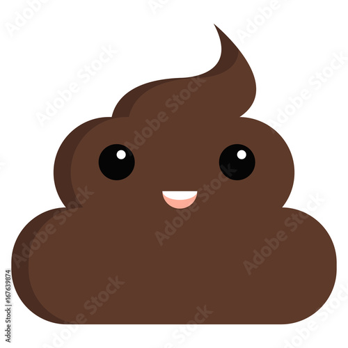 Smiling face with open mouth stinky poop shit emoji flat icon