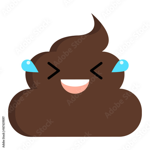 Rolling on the floor laughing stinky poop shit emoji flat icon, vector sign, colorful pictogram isolated on white. Symbol, logo illustration. Flat style design