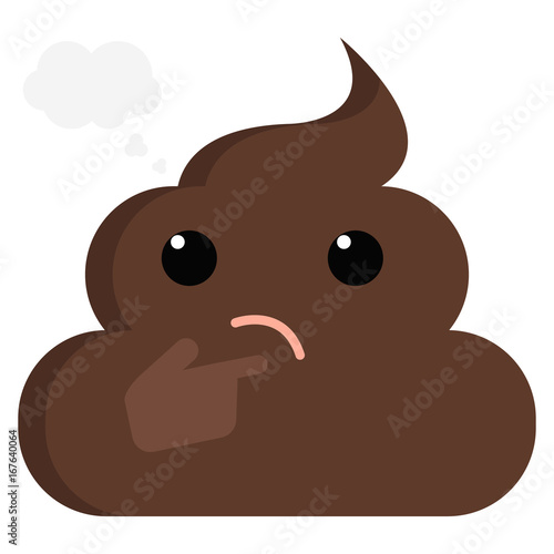 Thinking Face stinky poop shit emoji  flat icon