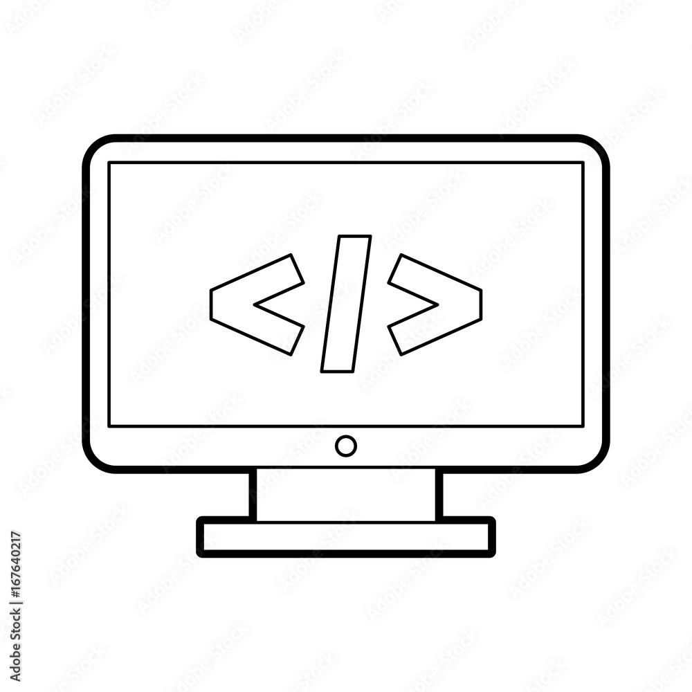 computer desktop with progamming language vector illustration design computer desktop with progamming language vector illustration design