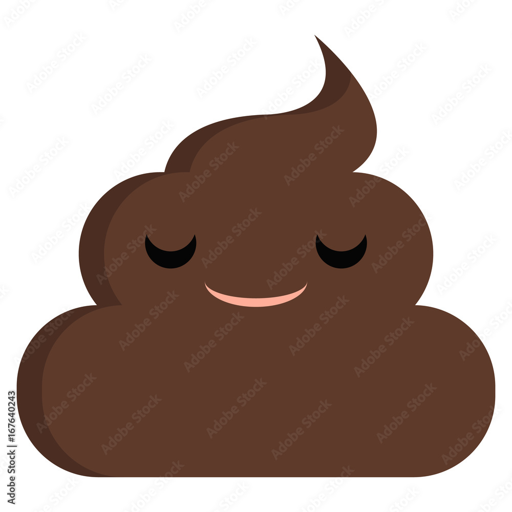 Relieved face stinky poop shit emoji flat icon