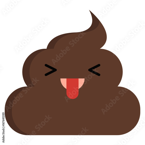 Face with stuck-out tongue & closed eyes stinky poop shit emoji flat icon